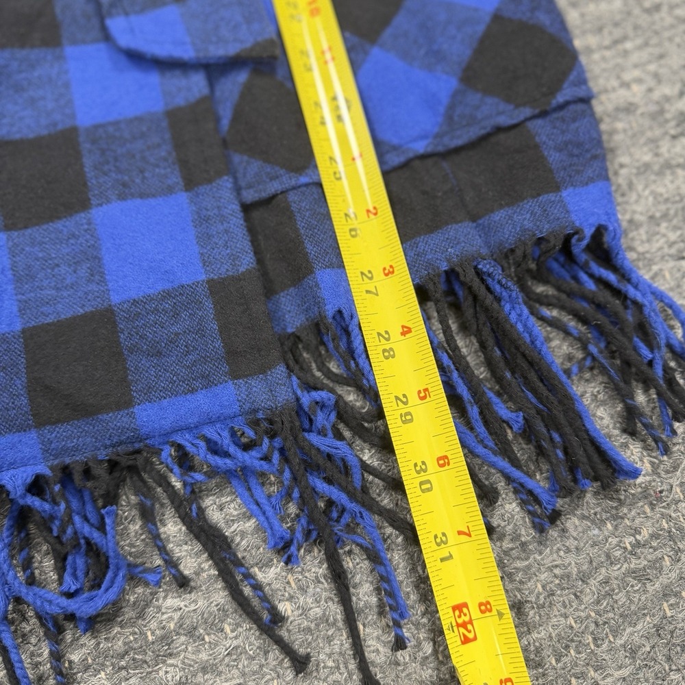 Polo Ralph Lauren Jacket Women Small Blue Buffalo Plaid Fringe Belt Coat flannel - Picture 6 of 14